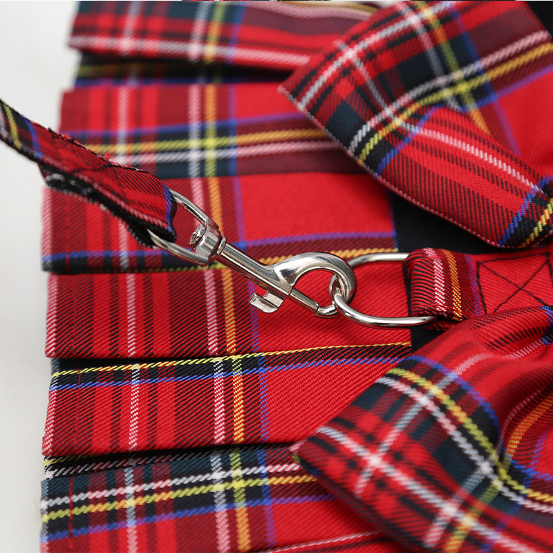 Καρό ρούχα για σκύλους Φόρεμα χαριτωμένο σετ λουριών με λουρί με λουρί για στήθος Perro για μικρό κουτάβι Τσιουάουα κατοικίδια Ρούχα μπουλντόγκ