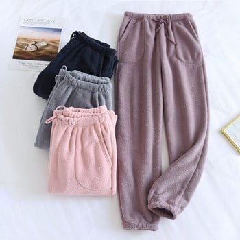 Fdfklak Winter Couples Sleep Pants 100% Velvet Bottoms Μασίφ Παντελόνι ύπνου Παχύ Ζεστό Χαλαρό Άνετο Παντελόνι Σαλόνι