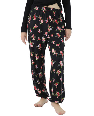 Fdfklak Elasticitate înaltă Femei Pantaloni largi Pantaloni de lounge cu imprimeu floral Casual 100KG Haine de acasă pentru dormit Pantaloni de toamnă Nou