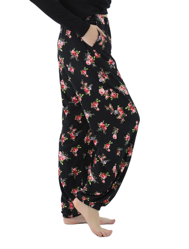 Fdfklak Elasticitate înaltă Femei Pantaloni largi Pantaloni de lounge cu imprimeu floral Casual 100KG Haine de acasă pentru dormit Pantaloni de toamnă Nou