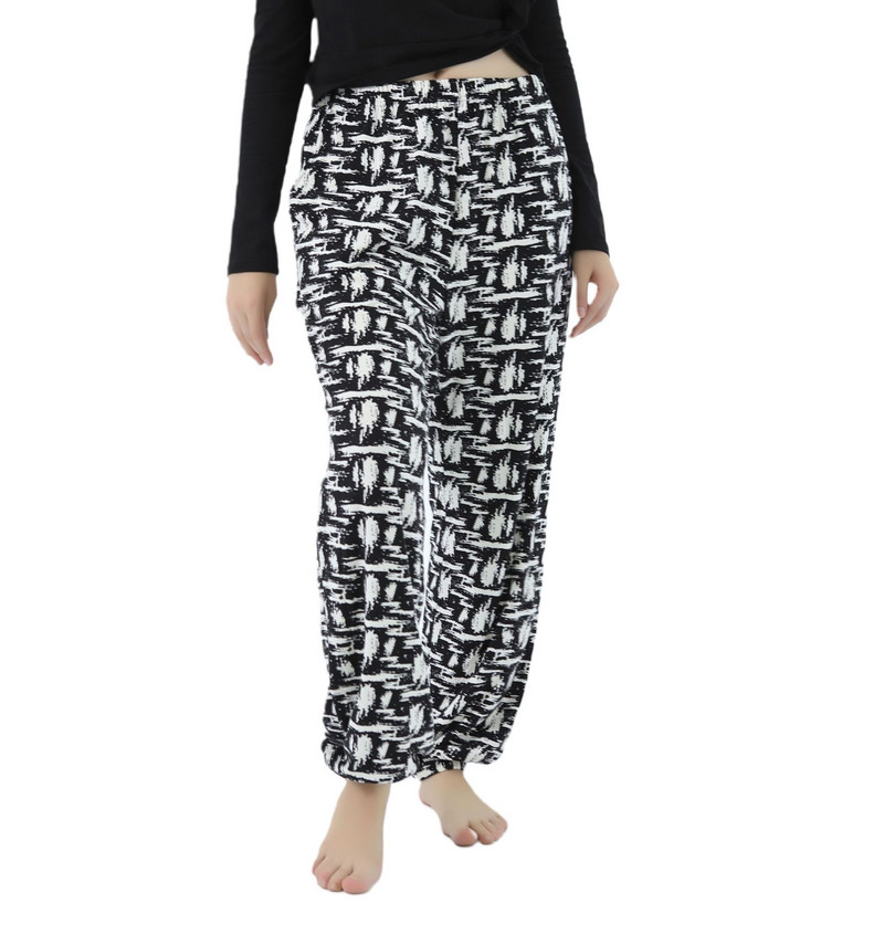 Fdfklak Elasticitate înaltă Femei Pantaloni largi Pantaloni de lounge cu imprimeu floral Casual 100KG Haine de acasă pentru dormit Pantaloni de toamnă Nou