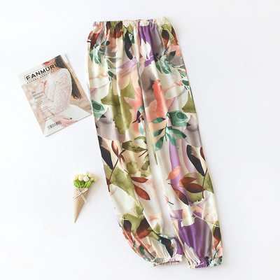 Fdfklak Ženske pamučne salonske hlače Dugi donji dio pidžame Ljetni print Pidžame Hlače Ženske donje hlače za spavanje