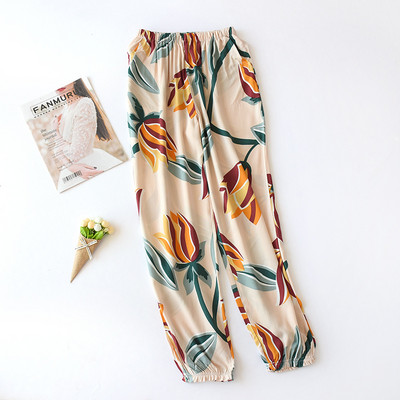 Fdfklak Ženske pamučne salonske hlače Dugi donji dio pidžame Ljetni print Pidžame Hlače Ženske donje hlače za spavanje
