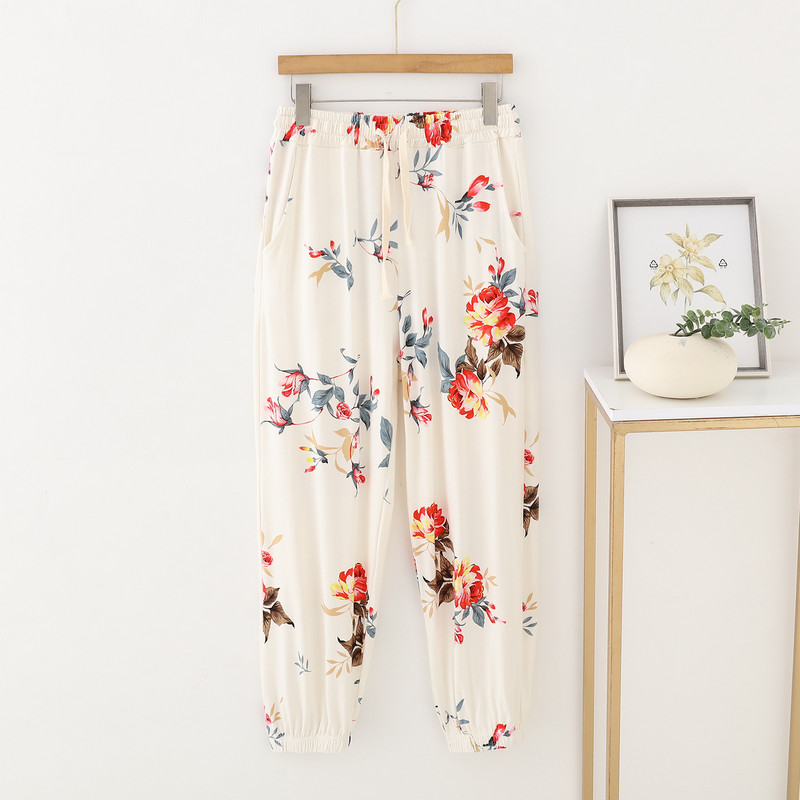 2023, primăvară, vară, imprimate noi, pantaloni de dormit largi, din bumbac modal, pantaloni lungi de pijama, pantaloni de acasă pentru femei