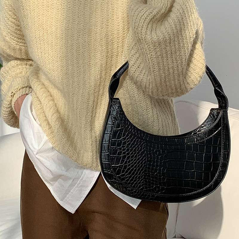 Μόδα τσάντες ώμου με μοτίβο αλιγάτορα Γυναικείες τσάντες μασχάλης με μικρό χερούλι Clutch Luxury Pu δερμάτινες γυναικείες τσάντες τσάντες tote