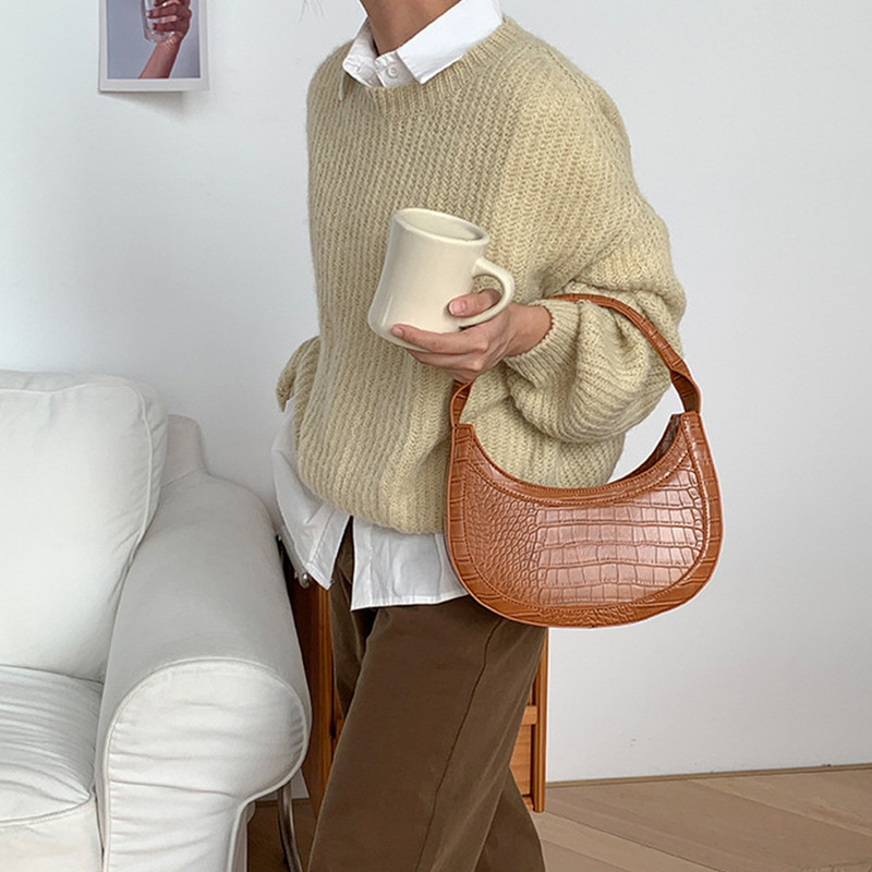 Μόδα τσάντες ώμου με μοτίβο αλιγάτορα Γυναικείες τσάντες μασχάλης με μικρό χερούλι Clutch Luxury Pu δερμάτινες γυναικείες τσάντες τσάντες tote