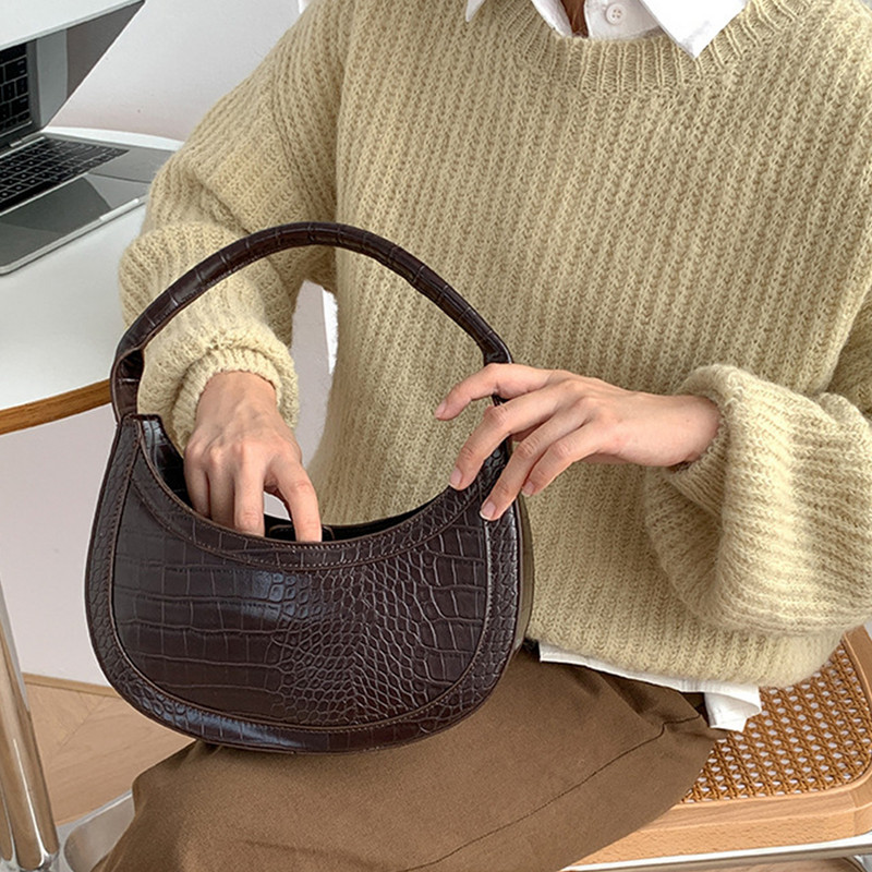 Μόδα τσάντες ώμου με μοτίβο αλιγάτορα Γυναικείες τσάντες μασχάλης με μικρό χερούλι Clutch Luxury Pu δερμάτινες γυναικείες τσάντες τσάντες tote