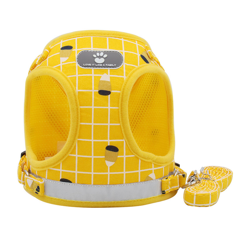 Μικρό λουρί για σκύλο με ανακλαστικό διχτυωτό πλέγμα με λουρί Pug Chihuahua French Bulldog arnes perro Κολάρο με λουρί για γιλέκο για κουτάβι