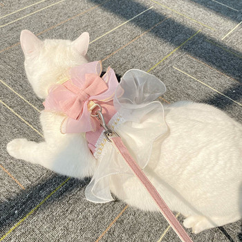 Нов Pet Traction Suit Котешко въже Princess Skirt Lace Pearl Pet Clothes Rope Dog Rope Дишаща удобна кучешка верига Dog Harness