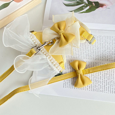 Νέο κοστούμι έλξης για κατοικίδια γάτα Σχοινί Πριγκίπισσα Φούστα Δαντέλα Μαργαριτάρι Ρούχα κατοικίδιων Σχοινί Σχοινί σκύλου Αναπνεύσιμο Άνετο λουρί για σκύλο με αλυσίδα