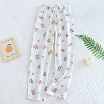 Γυναικεία παντελόνια πιτζάμες Βαμβακερή γάζα για το σπίτι Εκτύπωση παντελονιών ιαπωνικού στυλ Φαρδιά φαρδιά φούτερ γυναικεία ρούχα