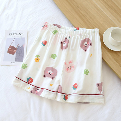 Γυναικεία καλοκαιρινά κινούμενα σχέδια με στάμπα για το σπίτι Σορτς Βαμβακερή γάζα με λεπτή ανάσα Πυτζάμα σορτς Χαλαρά σε συν μέγεθος Κοντό παντελόνι Beach Sleep Bottoms