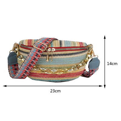 Geantă de piept din piele țesătă cu paie, de vară, pentru călătorie, pentru plajă, geantă de talie, geantă de telefon, geantă de umăr, geantă de umăr pentru femei, pachet