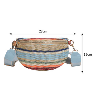 Geantă de piept din piele țesătă cu paie, de vară, pentru călătorie, pentru plajă, geantă de talie, geantă de telefon, geantă de umăr, geantă de umăr pentru femei, pachet