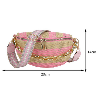 Geantă de piept din piele țesătă cu paie, de vară, pentru călătorie, pentru plajă, geantă de talie, geantă de telefon, geantă de umăr, geantă de umăr pentru femei, pachet