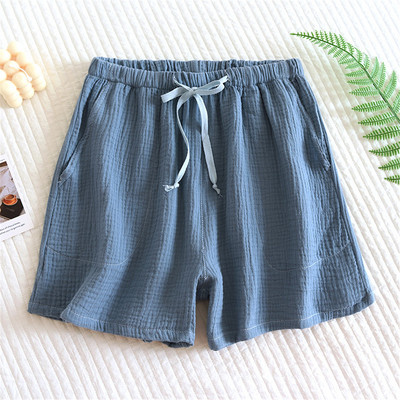 Καλοκαιρινό γυναικείο σορτς πιτζάμα Βαμβακερό κρεπ γάζα ύπνου παντελόνι ύπνου σορτς μασίφ στάμπα Λεπτό σαλόνι χαλαρό καθημερινό παντελόνι για το σπίτι