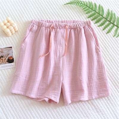 Καλοκαιρινό γυναικείο σορτς πιτζάμα Βαμβακερό κρεπ γάζα ύπνου παντελόνι ύπνου σορτς μασίφ στάμπα Λεπτό σαλόνι χαλαρό καθημερινό παντελόνι για το σπίτι