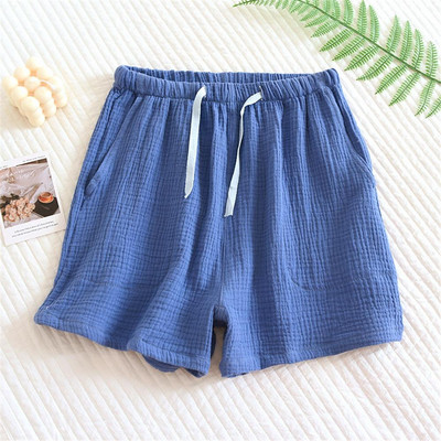 Καλοκαιρινό γυναικείο σορτς πιτζάμα Βαμβακερό κρεπ γάζα ύπνου παντελόνι ύπνου σορτς μασίφ στάμπα Λεπτό σαλόνι χαλαρό καθημερινό παντελόνι για το σπίτι