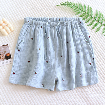 Καλοκαιρινό γυναικείο σορτς πιτζάμα Βαμβακερό κρεπ γάζα ύπνου παντελόνι ύπνου σορτς μασίφ στάμπα Λεπτό σαλόνι χαλαρό καθημερινό παντελόνι για το σπίτι