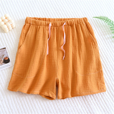 Καλοκαιρινό γυναικείο σορτς πιτζάμα Βαμβακερό κρεπ γάζα ύπνου παντελόνι ύπνου σορτς μασίφ στάμπα Λεπτό σαλόνι χαλαρό καθημερινό παντελόνι για το σπίτι