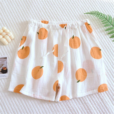 Καλοκαιρινό γυναικείο σορτς πιτζάμα Βαμβακερό κρεπ γάζα ύπνου παντελόνι ύπνου σορτς μασίφ στάμπα Λεπτό σαλόνι χαλαρό καθημερινό παντελόνι για το σπίτι