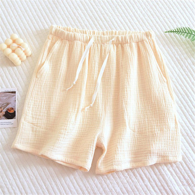 Καλοκαιρινό γυναικείο σορτς πιτζάμα Βαμβακερό κρεπ γάζα ύπνου παντελόνι ύπνου σορτς μασίφ στάμπα Λεπτό σαλόνι χαλαρό καθημερινό παντελόνι για το σπίτι