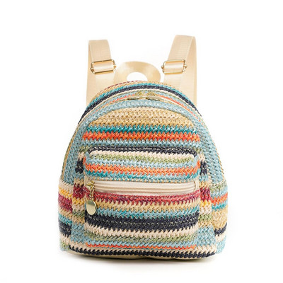 Γυναικείο μίνι πολύχρωμο ψάθινο σακίδιο διακοπών