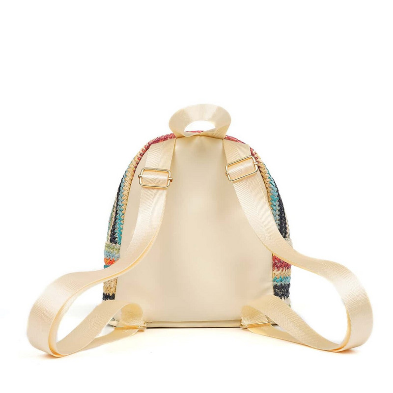 Γυναικείο μίνι πολύχρωμο ψάθινο σακίδιο διακοπών