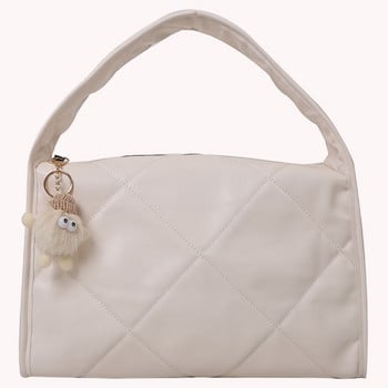 Γυναικεία Diamond Quilted Tote Bag Δερμάτινη τσάντα ώμου με φερμουάρ Ευέλικτη τσάντα PU Hobo με κρεμαστό μοδάτη τσάντα αγορών