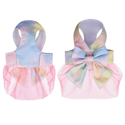 Vesti stiilis suur kikilips, kaunistus organza printsesskleit Grendiant värvi tüdruk lemmiklooma koera kutsika rakmed jalutusrihma jalutusrihma komplekt