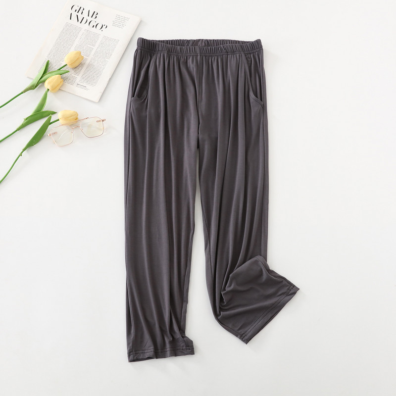 Pantaloni noi de vară pentru femei, până la gamba, secțiune subțire, modal moale, cu talie înaltă, pijamale de dormit, de culoare solidă, pantaloni de dormit
