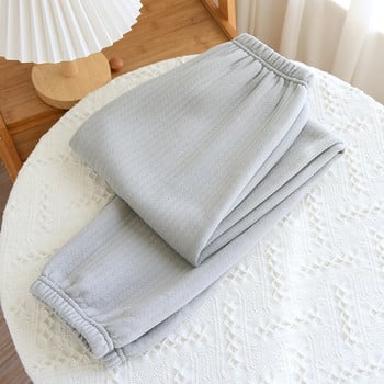 Fdfklak Sleep Bottoms Γυναικεία 100% Air Cotton 2022 Winter Soft Warm Άνετα Παντελόνια Πυτζάμες Μονόχρωμα Leisure Sleep-Pants