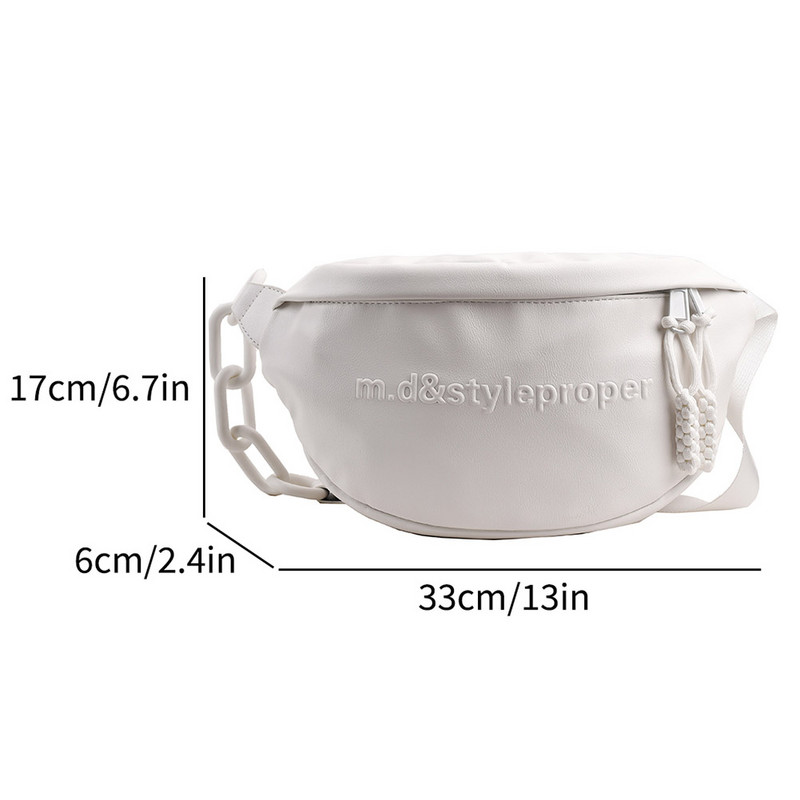 Τσάντα στήθους για γυναίκες Fashion PU Δερμάτινο Πακέτο Fanny Casual Letter Τσάντα ώμου με φερμουάρ Απλή μονόχρωμη τσάντα χιαστί