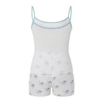 Maemukilabe Fairy Y2K 00s Vintage 2 τεμαχίων Kawaii Skull Print Σετ πιτζάμες Lovely White Cami + μίνι σορτς Grunge Coquette Lounge