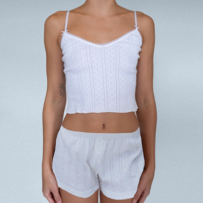 Maemukilabe Fairy Y2K 00s Vintage 2-osaline Kawaii Skull Print pidžaamakomplekt Armas valge Cami + minipüksid Grunge Coquette Lounge