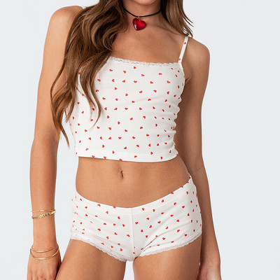 Maemukilabe Fairy Y2K 00s Vintage 2-osaline Kawaii Skull Print pidžaamakomplekt Armas valge Cami + minipüksid Grunge Coquette Lounge