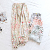 Βαμβακερό παντελόνι από βισκόζη Άνοιξη Καλοκαίρι Νέο φλοράλ στάμπα Πιτζάμα Παντελόνι Κοριτσίστικα για Υπνό Πυτζάμες Γυναικεία ρούχα