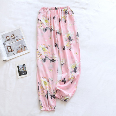 Βαμβακερό παντελόνι από βισκόζη Άνοιξη Καλοκαίρι Νέο φλοράλ στάμπα Πιτζάμα Παντελόνι Κοριτσίστικα για Υπνό Πυτζάμες Γυναικεία ρούχα