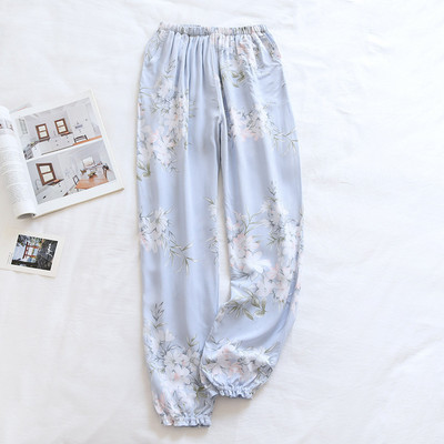 Βαμβακερό παντελόνι από βισκόζη Άνοιξη Καλοκαίρι Νέο φλοράλ στάμπα Πιτζάμα Παντελόνι Κοριτσίστικα για Υπνό Πυτζάμες Γυναικεία ρούχα