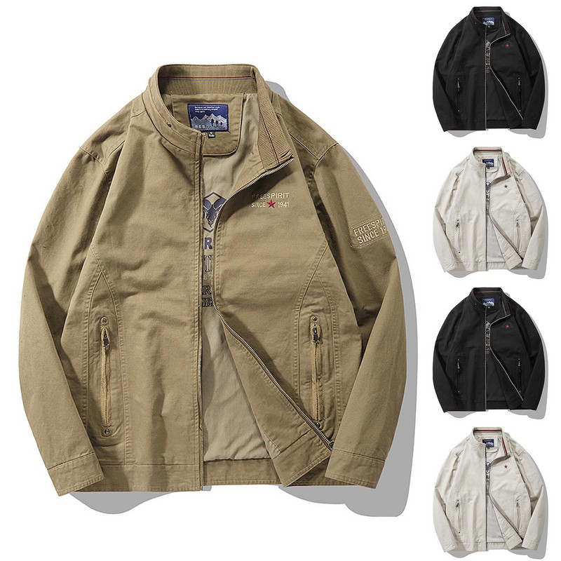 Μπουφάν με επίστρωση ανδρικού κεριού πολλαπλών κολάρων Φθινοπωρινό παλτό Σακάκι τσέπης Εξωτερικά ενδύματα εκτύπωσης Χρώμα φερμουάρ Solid Down Ανδρικά μπουφάν Camping