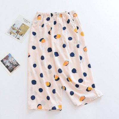 Fdfklak Floral Printing Loose παντελόνι μέχρι τη γάμπα 2021 Καλοκαίρι Νέο Spun Cotton Lounge Sleep Bottoms Home