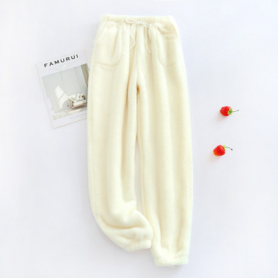 Fdfklak New Sleep Bottom Γυναικεία Χειμερινή Πιτζάμα Παντελόνι Φανελένιο Μαλακό Ζεστό Καθημερινό Σπίτι Plus Velvet M-XXL