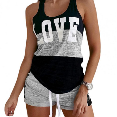 Σετ πυτζάμες αθλητικές φόρμες Γυναικεία γράμματα Σχέδιο κορδόνι Σαλόνι πιτζάμα Σορτς Σετ Γυναικεία καλοκαιρινά νυχτερινά κοστούμια