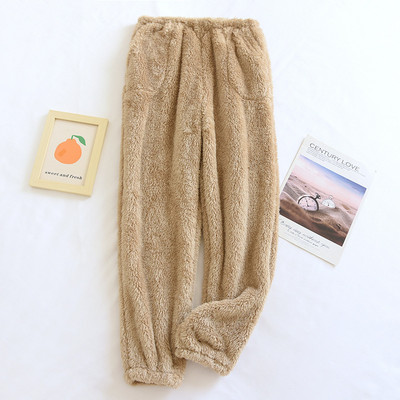 Fdfklak 2022 uued lahtised püksid, naiste mood, pehme soliidne pluss samet, paksud korallifliisist püksid, soojad pidžaamapüksid