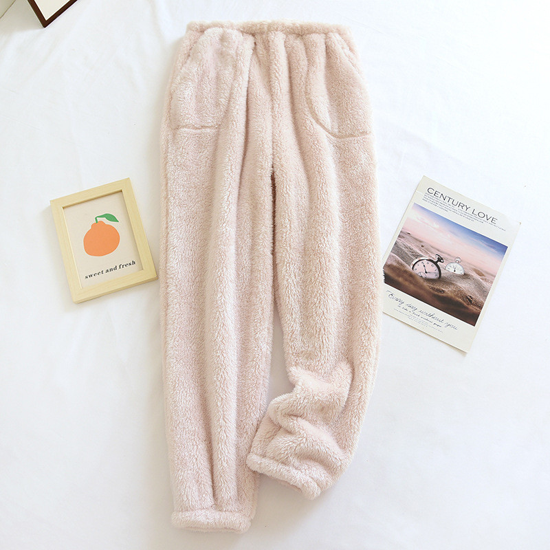 Fdfklak 2022 uued lahtised püksid, naiste mood, pehme soliidne pluss samet, paksud korallifliisist püksid, soojad pidžaamapüksid