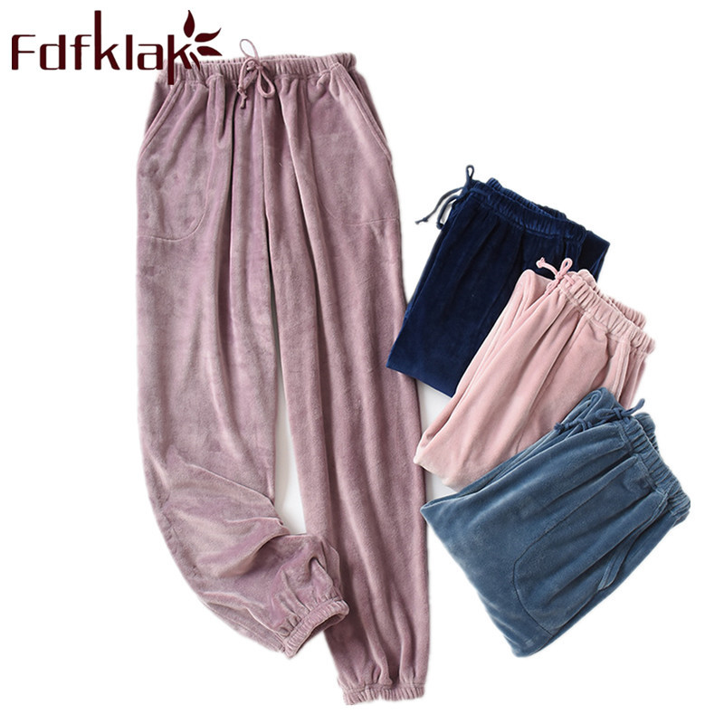 Toamnă Iarnă Pijamale noi de flanel cu pantaloni pentru femei Pantaloni de acasă Pantaloni de dormit Pantaloni de pijama Îmbrăcăminte de lounge Fdfklak