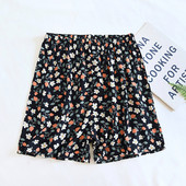 Καλοκαιρινό λεπτό, ελαστικό σαλονάκι μέσης, παντελόνι βισκόζης, φαρδύ σορτς για ύπνο με φλοράλ εμπριμέ παντελόνι πιτζάμες