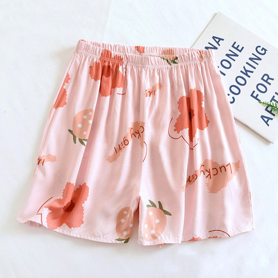 Καλοκαιρινό λεπτό, ελαστικό σαλονάκι μέσης, παντελόνι βισκόζης, φαρδύ σορτς για ύπνο με φλοράλ εμπριμέ παντελόνι πιτζάμες