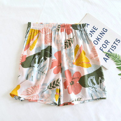 Καλοκαιρινό λεπτό, ελαστικό σαλονάκι μέσης, παντελόνι βισκόζης, φαρδύ σορτς για ύπνο με φλοράλ εμπριμέ παντελόνι πιτζάμες