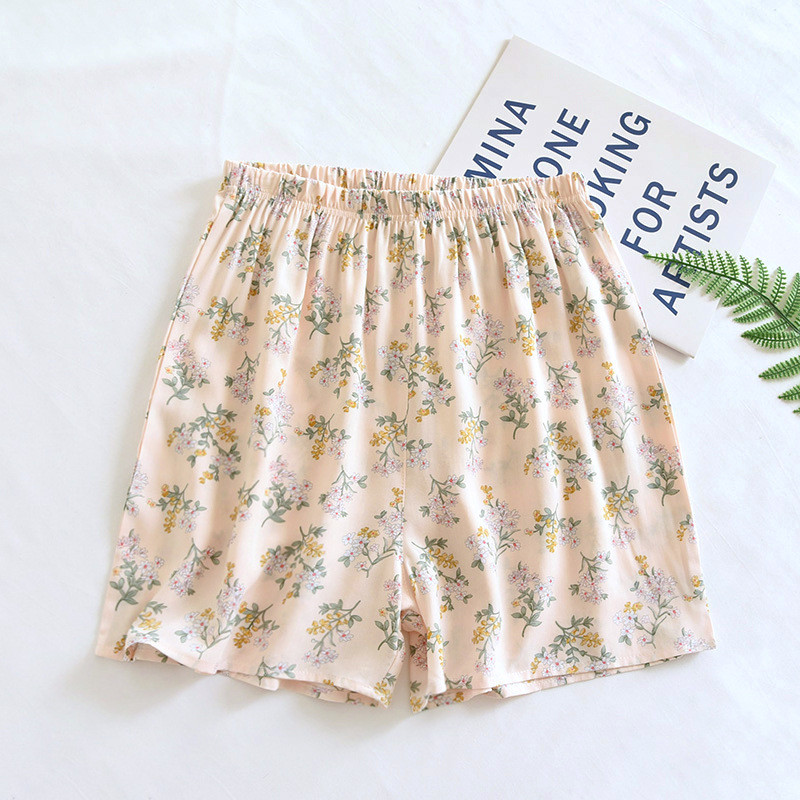 Καλοκαιρινό λεπτό, ελαστικό σαλονάκι μέσης, παντελόνι βισκόζης, φαρδύ σορτς για ύπνο με φλοράλ εμπριμέ παντελόνι πιτζάμες